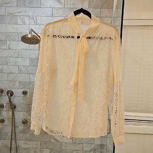 New York & Company Cream Blouse